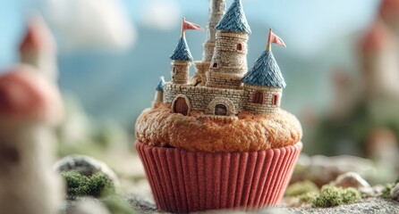 Miniature castle cupcake