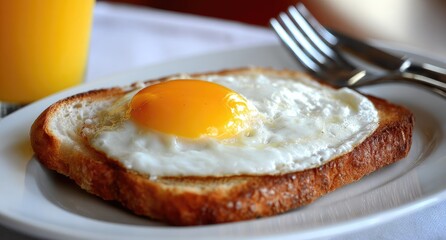 Fried egg on toasted bread
