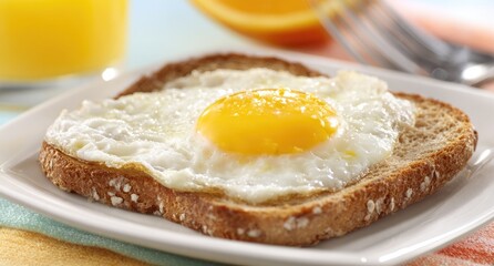 Fried egg on whole wheat toast