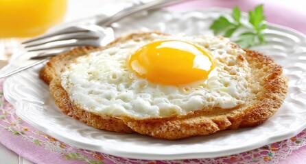 Sunny-side-up egg on toasted bread