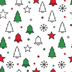 Modern Minimalist Christmas Icons Pattern Vector Illustration