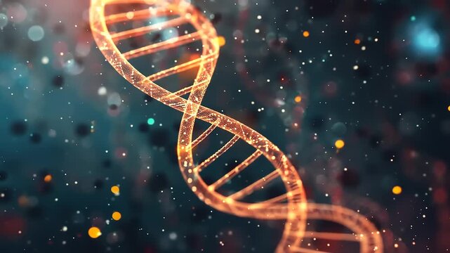 Animated DNA Strand with Particles and Depth of Field - Science and Medicine - Powered by Adobe