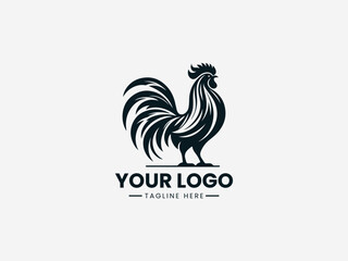 Obraz premium Majestic rooster standing proudly with detailed feathers in modern vector illustration