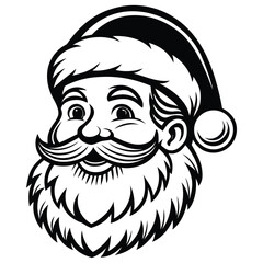 A black silhouette of a Santa face icon