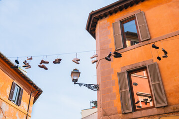 Old architecture in Trastevere district in Rome, Italy.