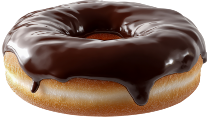 Delicious chocolate glazed a hole in the center isolated on transparent background