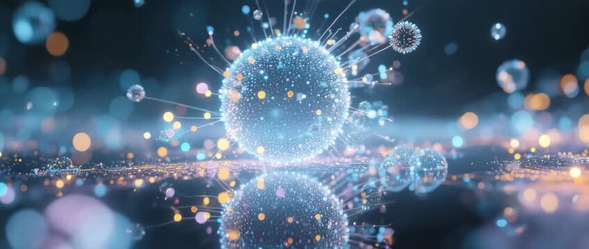 Blue abstract fractal light glow pattern wallpaper with bright sparkle and star design for an energy backdrop