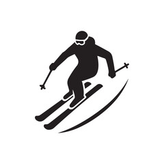 skier vector silhouette clip art logo design illustration