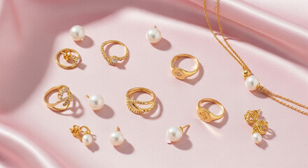 Elegant gold jewelry with pearl accents adds a touch of timeless sophistication to your style, perfect for luxury branding and fashion designs