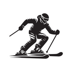 skier vector silhouette clip art logo design illustration