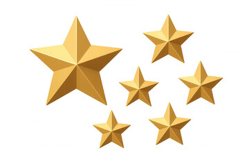 Obraz premium Gold stars set creating a rating, achievement, and success concept on transparent background