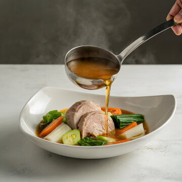 Steaming Pork Sinigang in Modern Plate, Steaming Pork Sinigang in Modern Plate, isolated jpj background presentation
