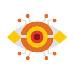 Abstract digital eye symbol with concentric circles and radiating nodes representing artificial intelligence and futuristic technology concepts