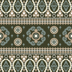 Ethnic floral damask seamless pattern. Abstract kaleidoscope fabric design vector texture. Design for tiles, pottery, blankets, textiles, fabric, sarees, rugs, and wallpaper.