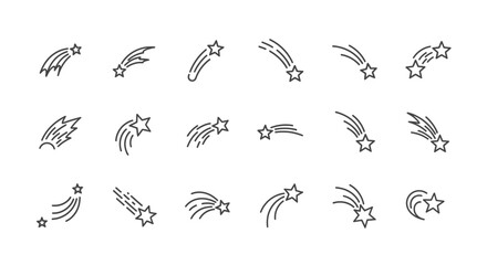 Obraz premium Set of artistic shooting star icons displaying unique cosmic design elements illustration