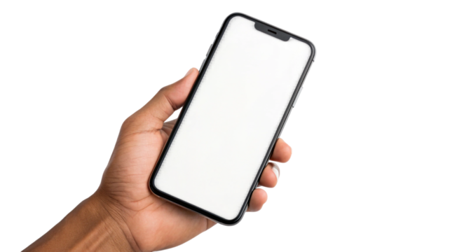smartphone mockup, mobile phone, blank screen mobile, technology device, phone in hand, gadget display, white background phone, modern smartphone, isolated phone, app screen