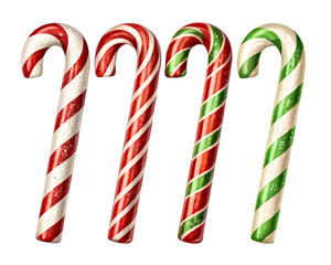 Four Assorted Glitter Candy Canes Festive Holiday Treats