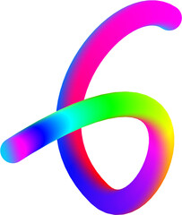 Abstract number six colorful gradient design isolated vector illustration for modern graphic design projects