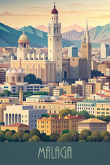 Malaga skyline minimalist style