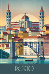 Porto skyline minimalist style 