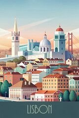 Lisbon skyline minimalist style