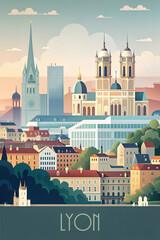 Lyon skyline minimalist style