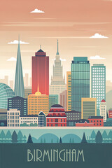 Birmingham skyline minimalist style