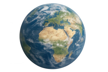 Fototapeta premium Earth globe showing europe, africa and middle east continents on transparent alpha channel background