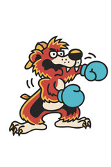 Obraz premium Boxing Bear Cartoon Vector Illustration in Vintage Tattoo Style