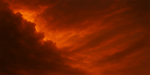 Fiery sunset cloudscape: dramatic red and orange light ignites the sky