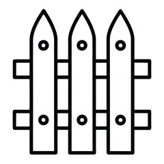 Wooden Garden Fence Vector Illustration – Minimal Line Art