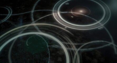 Abstract digital circles and lines