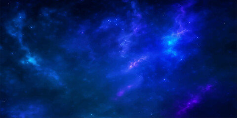 Blue space sky with stars and galaxy loop background