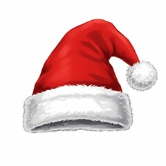 Santa Claus Hat on White, Christmas hat Illustration
