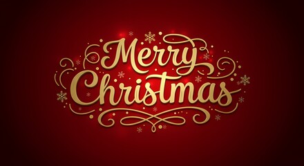 Merry Christmas Gold Script on Red