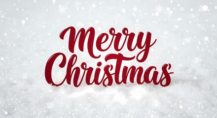 Merry Christmas Red Text on Snow
