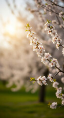 Cherry blossoms in soft morning light.