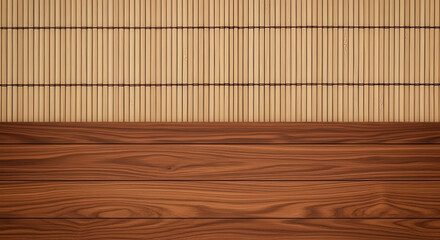 Elegant bamboo mat and wooden floor.