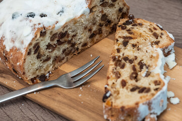 German christmas stollen on a plate