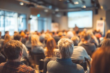 Engaging Business Presentation with Audience in Modern Conference Room Setting
