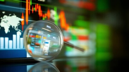 Market Analysis: A focused investigation into financial graphs, highlighting market trends with the clarity of a magnifying glass. This image symbolizes the meticulous examination of data. - Powered by Adobe