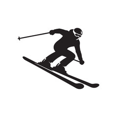 skier vector silhouette clip art logo design illustration