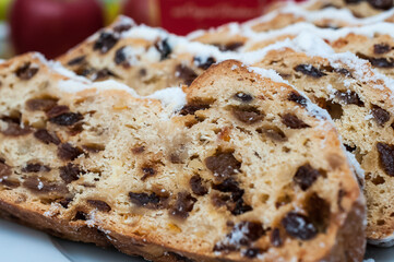 German christmas stollen on a plate