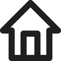 Black Outline Of A House Icon With A Transparent Background And A Simple Geometric Design