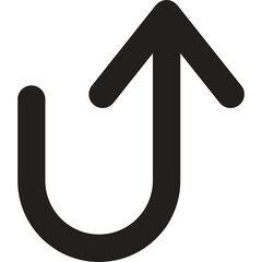 Black Curved Upward Arrow Symbol on Transparent Background Illustrating Direction and Progress