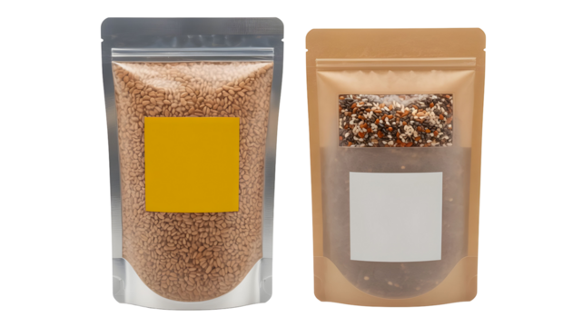 Assorted seeds in modern pouch packaging ready for branding, healthy food options for today's mindful consumer