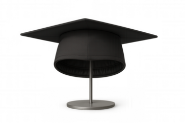 Graduation cap standing on a display, symbolizing academic achievement, success, and higher education journey