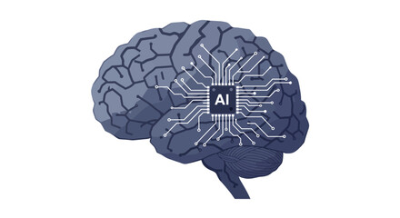 AI Brain Circuit Futuristic Digital Intelligence Illustration