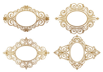 Obraz premium A collection of ornate golden decorative frames for your design projects.
