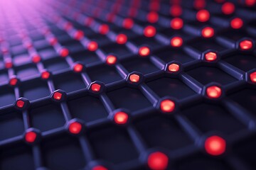 Obraz premium Abstract grid with glowing red dots creating a futuristic network design